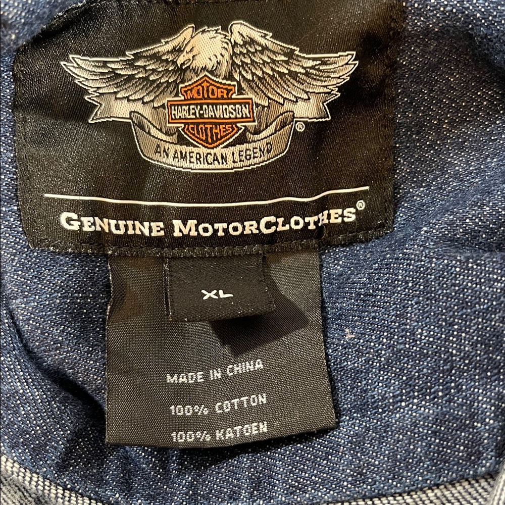 Harley-Davidson Motorcycles Men's Burning Skull Denim Shirt Size XL 99081-13VM - Picture 9 of 12